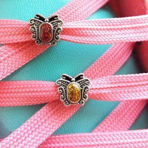 3/$18 Gold glitter butterfly shoe charm Roller Skate shoelace lock charm